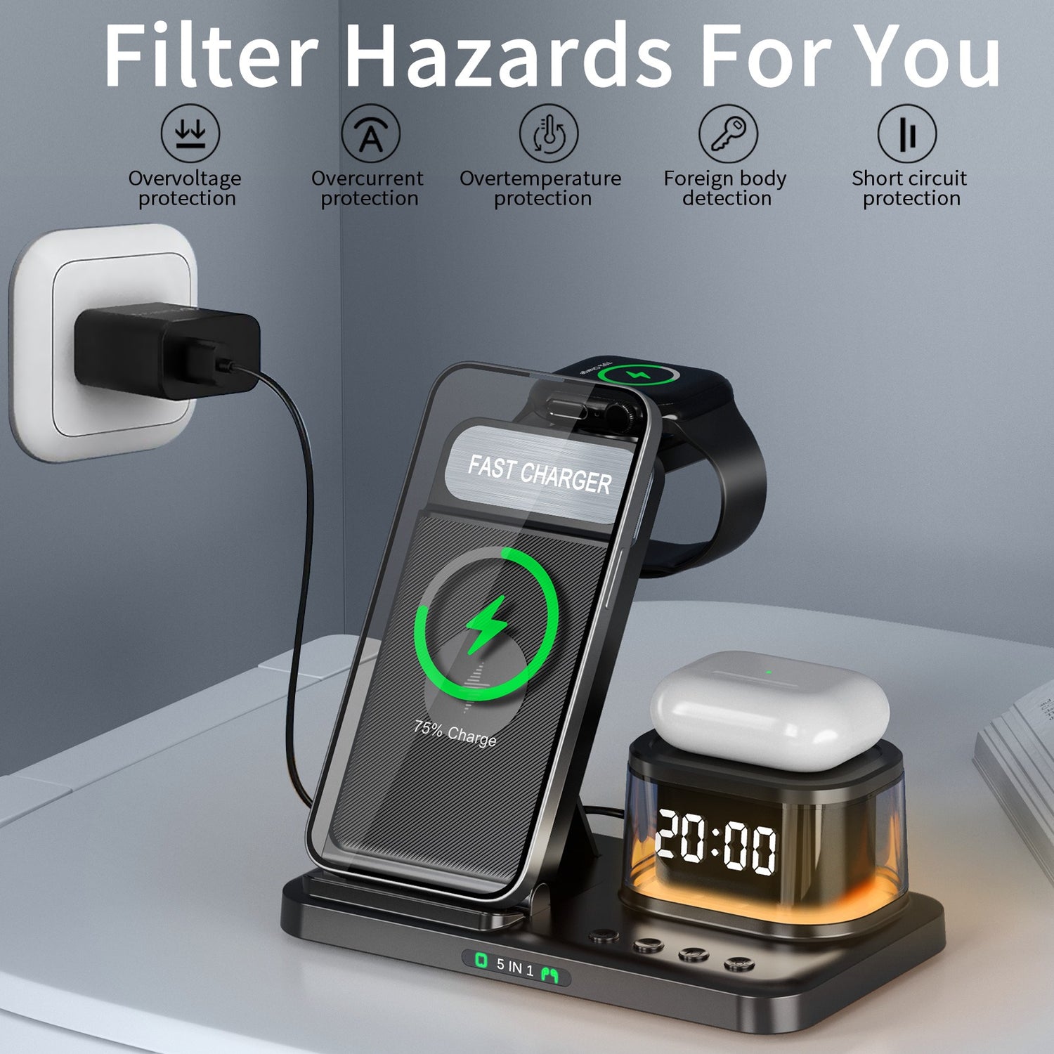 Fast charging wireless charging folding five in one wireless charging mobile phone charging